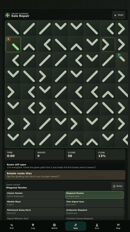 Diagonal Routes board